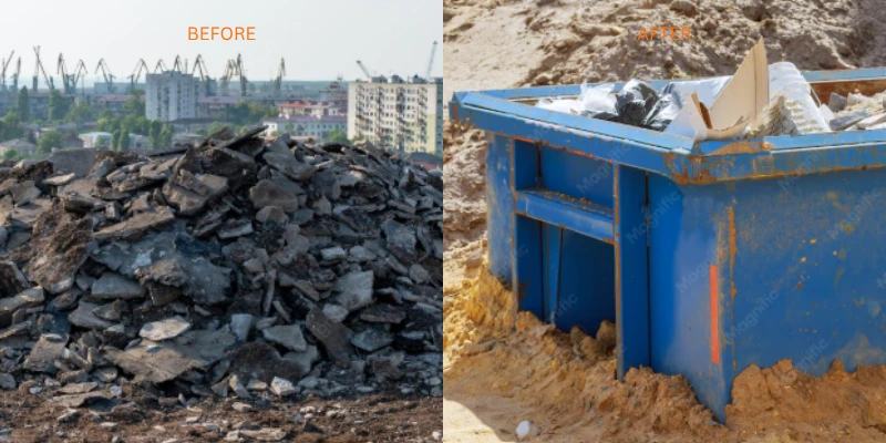 Before and after construction waste dumpster rental Midland TX